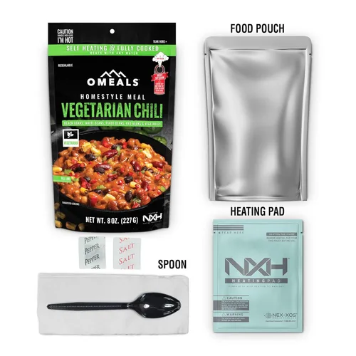 Miniatura 3 de OMEALS Chili-MRE vegetariano - Vida útil extendida - Totalmente cocido con calentador, perfecto para entusiastas del aire libre, viajeros