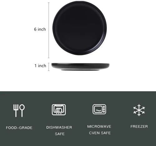 Miniatura 2 de Platos de cerámica mate para aperitivos de 6 pulgadas, juego de 4 pequeños platos de postre, aptos para microondas y horno, pan, postre