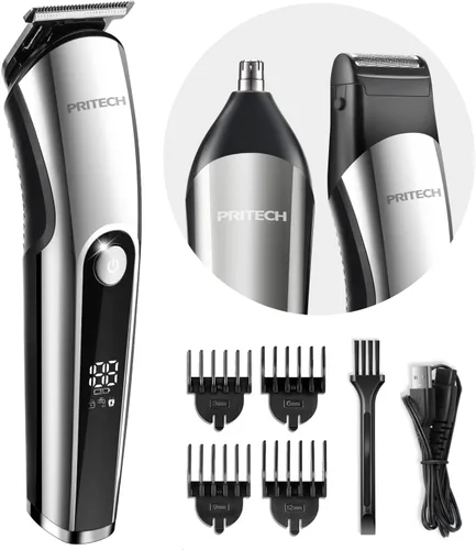 PRITECH Cortadora de Barba para Hombre, Kit de 3 en 1 de Cortadores de Pelo para Hombre, Cortador de Nariz, Oreja, Micro Afeitadora Eléctrica, Set