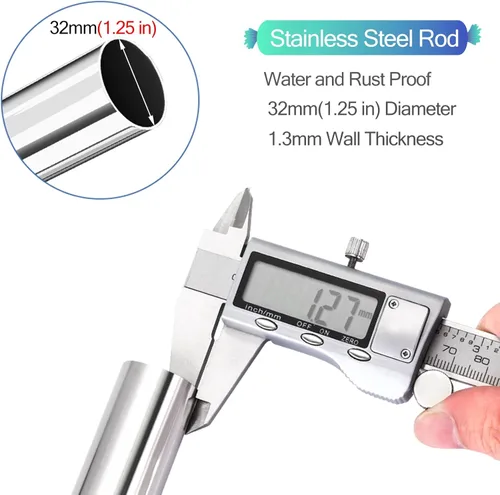 Miniatura 4 de ZAQYCM Varillas para colgar en el armario para montaje en pared de ropa, acero inoxidable para cuarto de servicio/armario/dormitorio/zapatero, kit