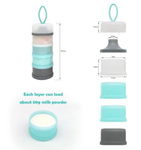Miniatura 5 de Recipiente dispensador de fórmula para bebés, Dispensador portátil de leche en polvo, Contenedor de almacenamiento de viaje para alimentación