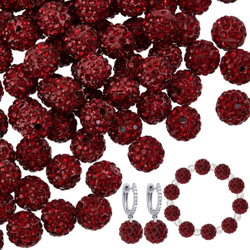Miniatura 19 de PH PandaHall 100 cuentas de arcilla de hematita con diamantes de imitación negros de 0.394 pulgadas (0.394 in) – cristal de polímero pavimenta bola