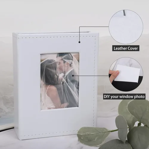 Miniatura 3 de RECUTMS - Álbum de bolsillo de 100 bolsillos 4x6, pequeños álbumes de fotos, páginas blancas, álbum de fotos vertical, álbum de boda, álbum de fotos