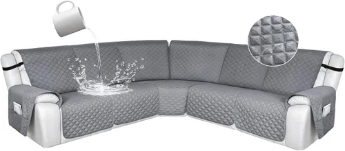 Miniatura 200 de HDCAXKJ Fundas de sofá seccional reclinable 100% impermeable, forma de L, funda de sofá reclinable lavable acolchada suave para mascotas, perro