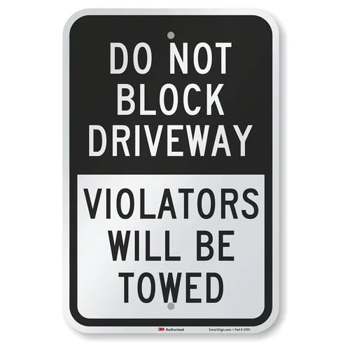 Miniatura 10 de SmartSign Letrero de metal con texto en inglés "Do Not Block Driveway - Violators Towed" de 18 x 12 pulgadas, aluminio laminado a prueba de óxido