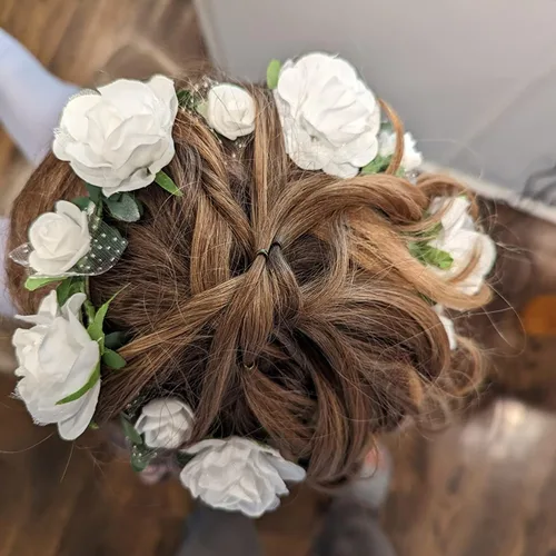 Miniatura 4 de DDazzling Diadema de flores para niñas, guirnalda bohemia con halo para el cabello, corona de flores, accesorios para fotos