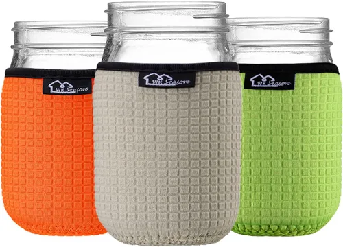 Miniatura 9 de WKieason - Funda de neopreno para tarro de masón de boca regular de 16 onzas, fundas para tarros de 16 onzas, funda para boca regular