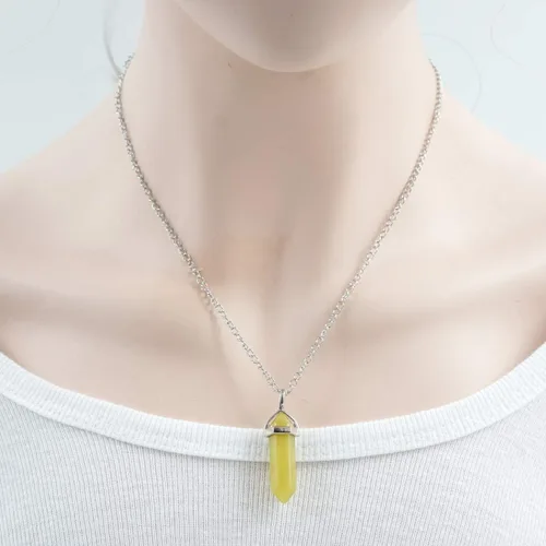Miniatura 5 de 1 collar con colgante de bala de piedra preciosa natural, piedra de cristal curativo, cuarzo, reiki, chakras, roca energética, 18 pulgadas