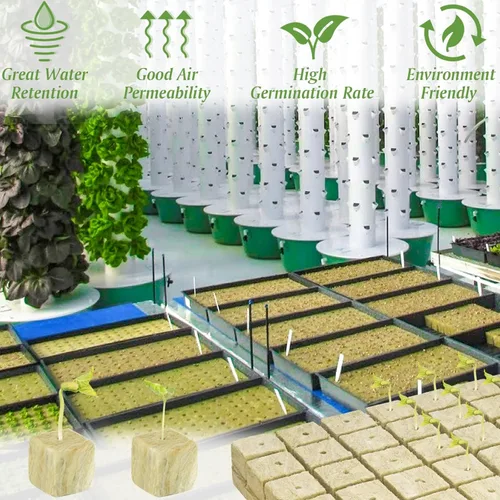 Miniatura 5 de Cubos de lana de roca de 5 cm de Halatool para jardín, cubos de lana de roca para hidroponía, cubos de plantación de lana de roca para cultivo sin 2
