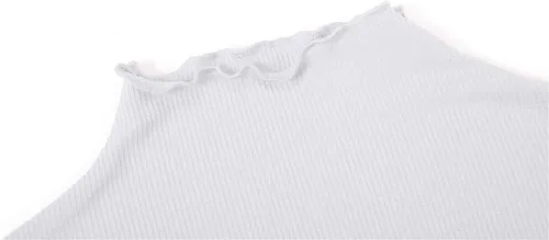 Miniatura 4 de POPZONE - Camisa de manga larga con cuello alto falso, ajustada, de punto acanalado