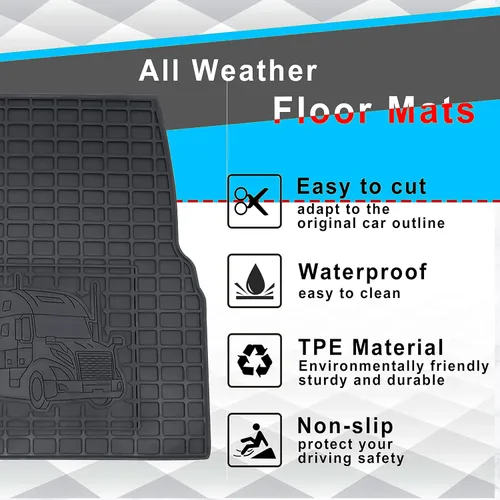Miniatura 2 de Alfombrillas de Piso Compatibles con Volvo VNL 2004-2017, Alfombrillas de Goma para Piso de Camión Forros de Carga para Accesorios Volvo VNL