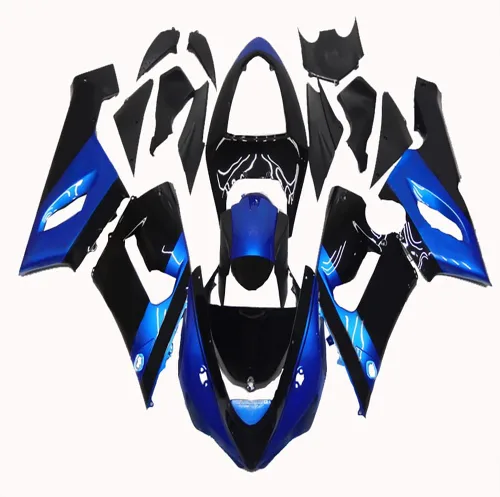 Ajuste para Kawasaki Ninja ZX6R 636 2005 2006 Negro Azul Inyeccionado Carenados Kit Cuerpo Kit Carrocería de plástico