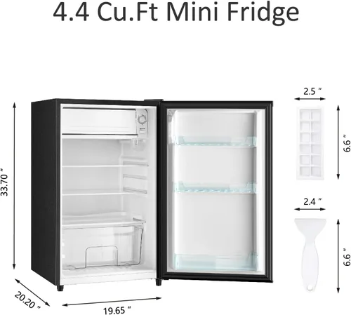 Miniatura 6 de HAILANG - Refrigerador mini de 4.4 pies cúbicos con congelador, refrigerador mini de una puerta, 5 configuraciones de temperatura ajustable, Negro