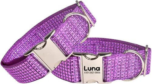 Miniatura 15 de Collar de perro con diamantes de imitación, hebilla grabada y opciones de correa, collares de perro brillantes a la moda, joyas brillantes