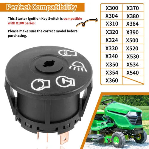 Miniatura 3 de Interruptor de encendido de arranque con 2 llaves para tractor X100 Series X300 X304 X310 X320 X324 X330 X340 X350 X354 X360 X370 X380 X384 X390