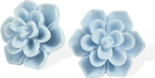 Miniatura 9 de Aretes de suculentas hechos a mano de 13 mm, hipoalergénicos, con poste de plata de ley 925, aretes de cerámica blanda con resina para mujer