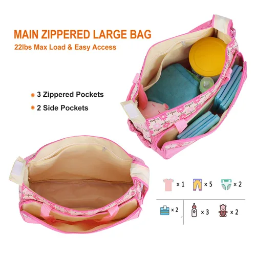 Miniatura 6 de Moclever Juego de 5 bolsas de pañales para artículos esenciales del bebé, bolsas grandes para bebé para mamá, bolsas de maternidad impermeables