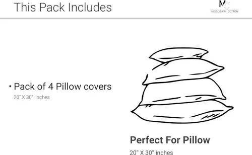 Miniatura 9 de Juego de 4 fundas de almohada tamaño King, color gris oscuro, fundas de almohada egipcias de una sola capa de fibra larga 100% algodón, tejido
