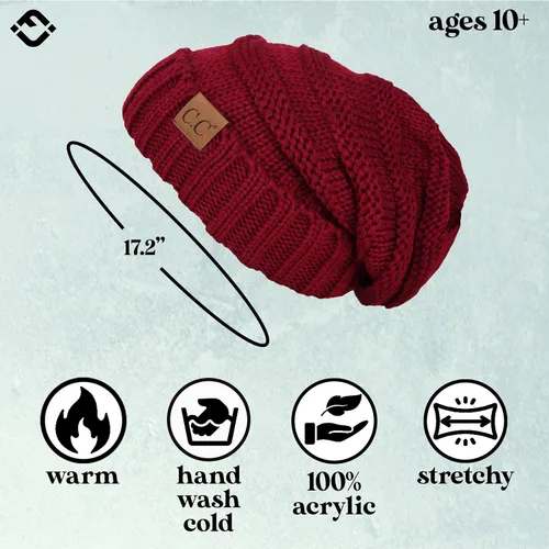 Miniatura 119 de Funky Junque Gorro de moda de punto trenzado de talla extragrande, grueso, abrigado, suave y holgado