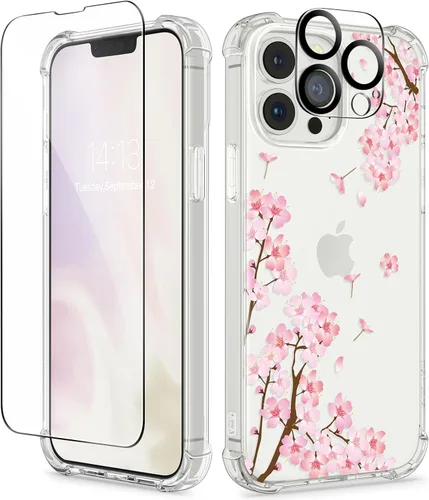 Miniatura 118 de GVIEWIN - Funda floral para iPhone 14 de 6.1 pulgadas, protector de pantalla + protector de lente de cámara, no se amarillenta, a prueba de golpes