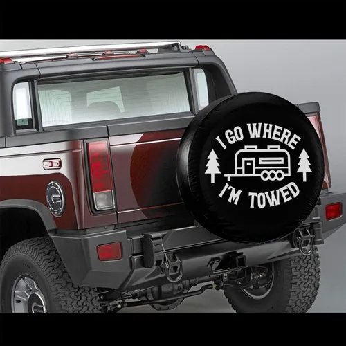 Miniatura 2 de I Go Where I'm Towed - Cubierta de neumático de repuesto impermeable UV para remolque, RV, SUV y muchos vehículos de 15 pulgadas