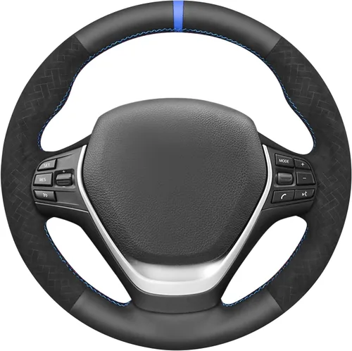 Miniatura 5 de MEWANT Envoltura de volante de ante negro cosida a mano para BMW 2Series F22 F23 F30 F34 F32 F33 F36 Cubierta de volante DIY