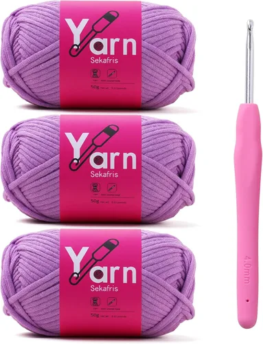 Miniatura 51 de Hilo de Crochet con Hilo de Algodón para Crochet – Hilos de Crochet Tejido para Principiantes con Puntadas Fáciles de Ver – Hilo para Crochet