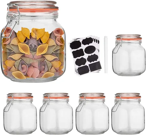 Miniatura 14 de Tarros Mason de boca ancha de 32 onzas con tapas herméticas con bisagras, tarro de vidrio grande con tapa para decapado, fermentación, enlatado