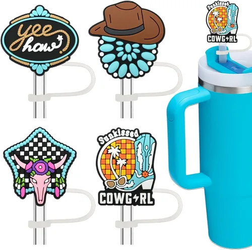 Miniatura 11 de Regalos de elefante blanco, divertidos adornos de paja de A Lil' Bougie compatibles con vasos Stanley de 30 onzas/40 onzas, 4 fundas de popote