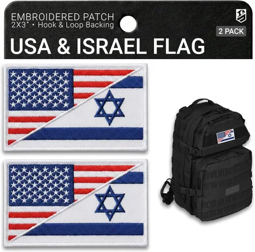 Miniatura 15 de Paquete de 2 parches de bandera de Israel con la bandera estadounidense, parches bordados de moral israelí de Estados Unidos para mochila táctica