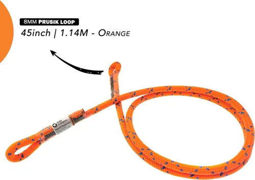Miniatura 6 de GM CLIMBING 8mm (5/16") Prusik Swen Ojo a Ojo Precosido 30 pulgadas / 45 pulgadas Naranja-45 pulgadas