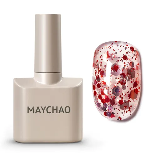 Miniatura 17 de MAYCHAO Esmalte de uñas de gel con purpurina de oro rosa de 0.5 fl oz, 1 esmalte de gel de oro rosa brillante, esmalte de uñas LED UV, arte de uñas