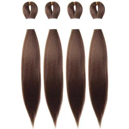Miniatura 46 de Cabello trenzado preestirado de 10 pulgadas, 4 paquetes, extensiones de cabello corto para trenzas, cabello sintético preestirado #1 (negro azabache)