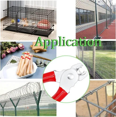 Miniatura 5 de 540 piezas de anillos de cerdo con kit de alicates rectos para anillos de cerdo 3/4", 1/2", 3/8" anillos de cerdo galvanizados para jaulas de Rojo