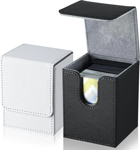 Miniatura 11 de Weewooday 2 cajas de cartas de cuero de gran tamaño para más de 100 cartas con funda para juego coleccionable, compatible con Mtg Tcg