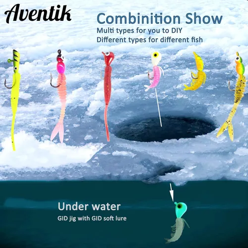 Miniatura 4 de Aventik Combo de Caña y Carrete de Pesca en Hielo Ultraligero 26/28/30/32 pulgadas Medio Ligero Acción Rápida Combos de Pesca en Hielo Multiespecie