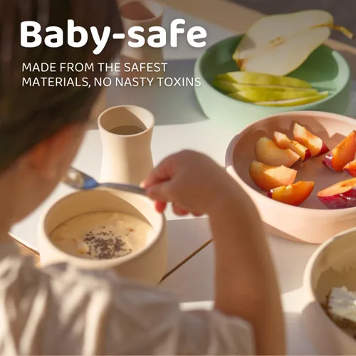 Miniatura 5 de APLAINR Solid Bowl - Tazón de silicona para bebés, niños pequeños y niños, 9 onzas líquidas, antideslizante, base pesada, profundo, apto para Crema