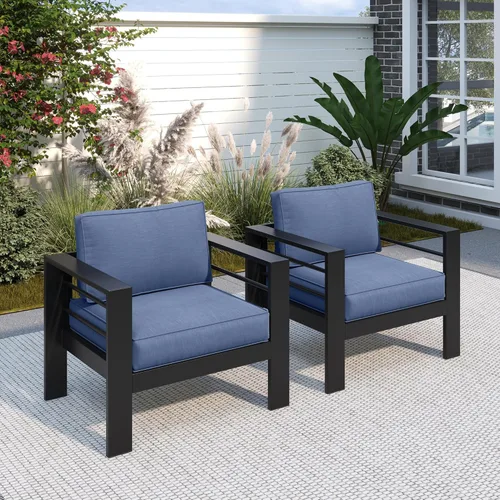 Miniatura 37 de Solaste Aluminum Patio Sofa with Coffee Table,3 PCS Patio Furniture Set with Cushions, All-Weather Outdoor Sofa for Balcony, Deck, Backyard, Porch