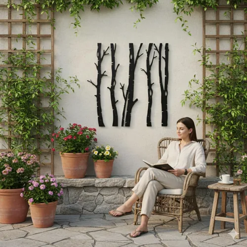 Miniatura 3 de DEKADRON Arte de pared de metal, letrero de 5 árboles, decoración de árbol de metal, para colgar en la pared, decoración del hogar y sala de estar