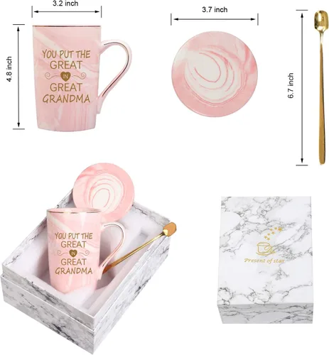 Miniatura 6 de Taza de la Gran Abuela - Perfecta para el Día de la Madre y Cumpleaños, 14 Oz Rosa