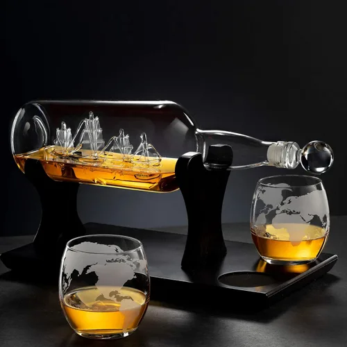 Miniatura 2 de Godinger Ship In A Bottle - Juego de decantador de whisky y vasos de whisky, para licor whisky bourbon, regalos para hombres