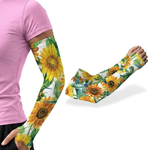 Miniatura 20 de ARMORAY Mangas de brazo para hombres y mujeres, protección solar UV, cubierta de tatuajes, manga deportiva para golf, correr, fútbol verde celestial