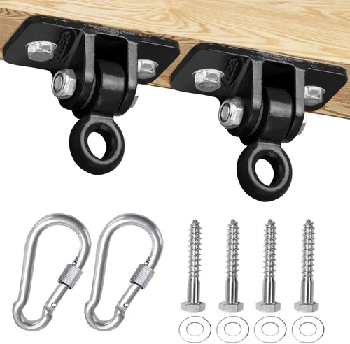 Miniatura 9 de BETOOLL HW9015 Set de 2 colgadores resistentes para hamaca para sets de madera, parque infantil, porche, interior, exterior y ganchos de cierre