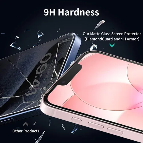 Miniatura 3 de Paquete de 2 protectores de pantalla de vidrio mate para iPhone 17e/16e/13 Pro/13/14, película de vidrio templado mate antirreflejos, antihuellas