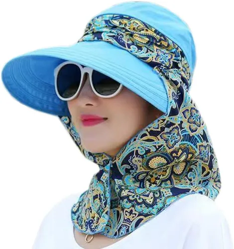 Miniatura 9 de Sombrero de sol plegable multifuncional con protección solar UPF 50+ para mujer, impermeable, transpirable, cuello facial