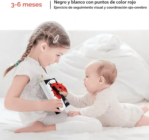 Miniatura 3 de beiens - Libros suaves para bebés, en blanco y negro, alto contraste, tela no tóxica, tacto y sensación de tela arrugada, juguetes de estimulación