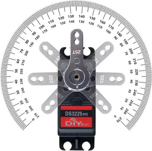 Miniatura 3 de 4 piezas DS3225 55.1 lbs Digital Rc Servo, alto par de torsión impermeable completo engranaje de metal RC DS servo motor con servo brazo 25T
