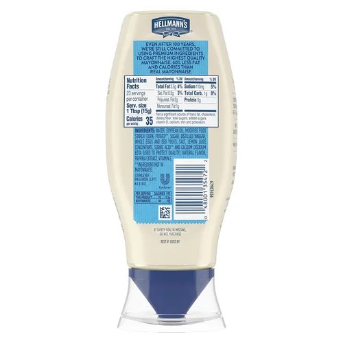 Miniatura 4 de Hellmann's Paquete de 12 mayonesa ligera para untar sándwich cremoso o condimento, 11.5 onzas