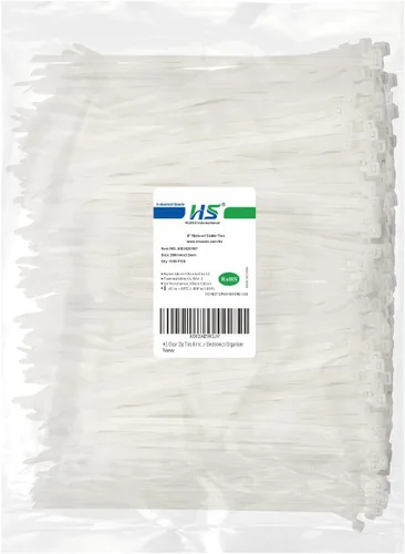 Miniatura 10 de HS Bridas de plástico duraderas de 4 pulgadas (paquete de 1000 unidades) pequeñas envolturas finas de nailon autobloqueantes de 18 libras para Negro