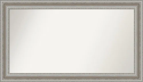 Miniatura 398 de Amanti Art Espejo de baño plateado para sobre el fregadero, 26 x 26 pulgadas, espejo cuadrado de plata antigua, marco de madera tradicional mediano
